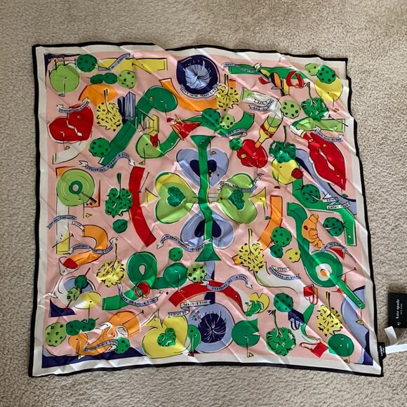 KATE SPADE Mini Golf Graphic Silk Scarf - Picture 2 of 5